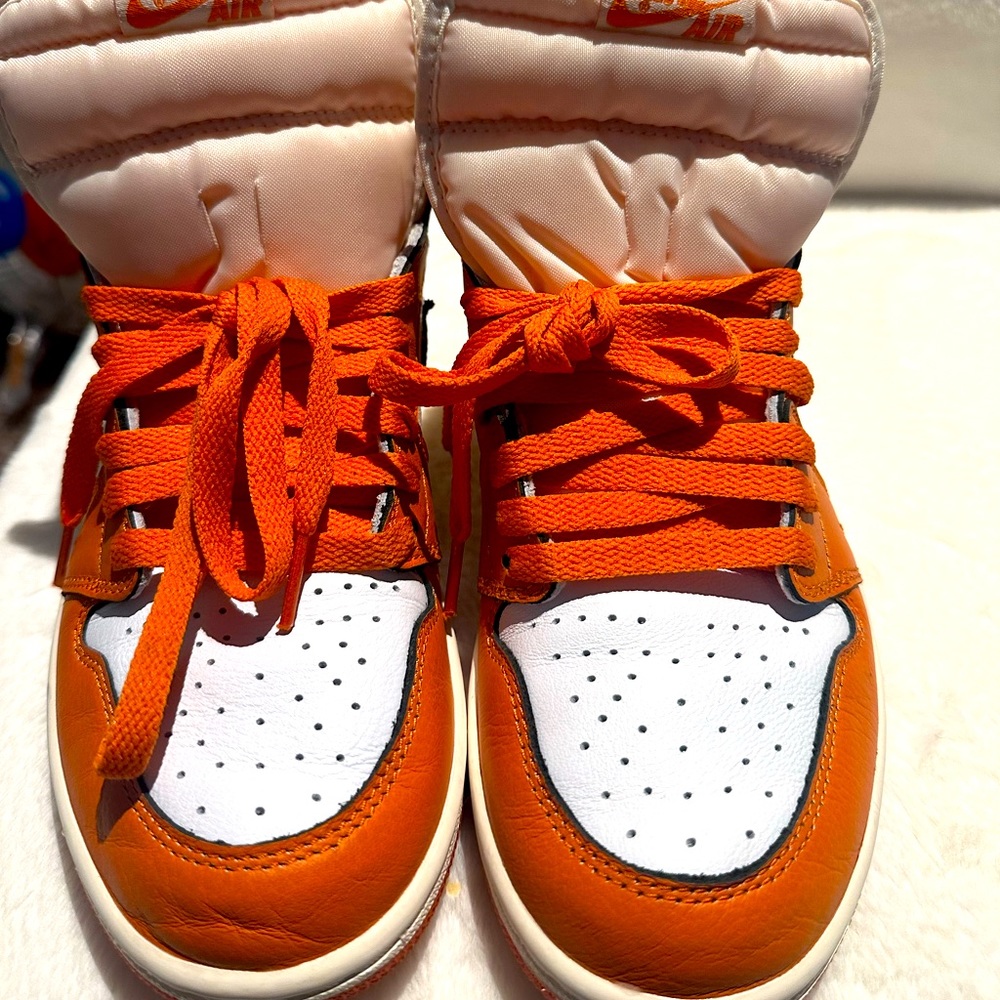 Orange and brown jordan ones